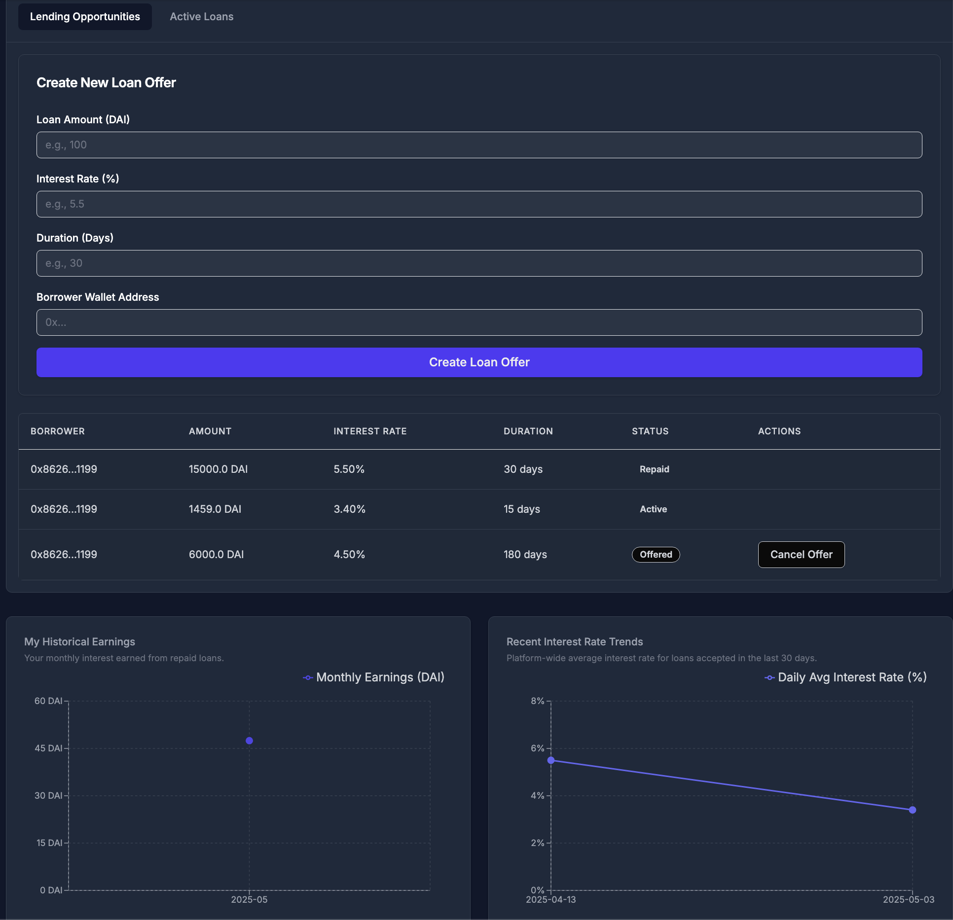Platform Interface - Lending Example